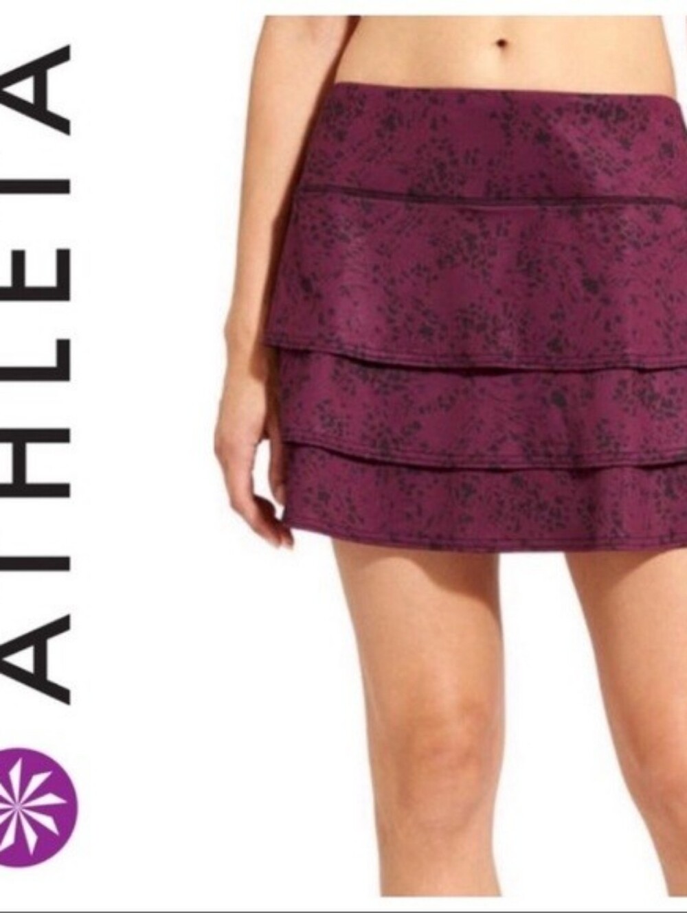 Athleta Floral Garden Swagger Athletic Skirt/Skort - California Plum -Tiered- S